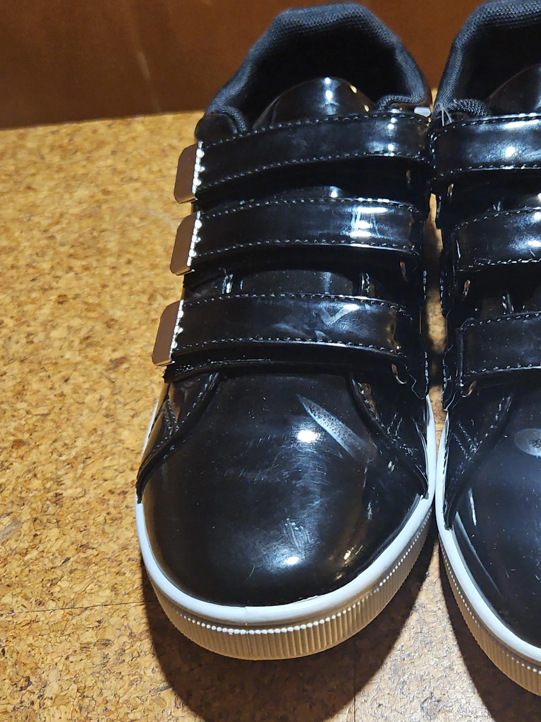 Black Patent Velcro Sneakers Size 38
