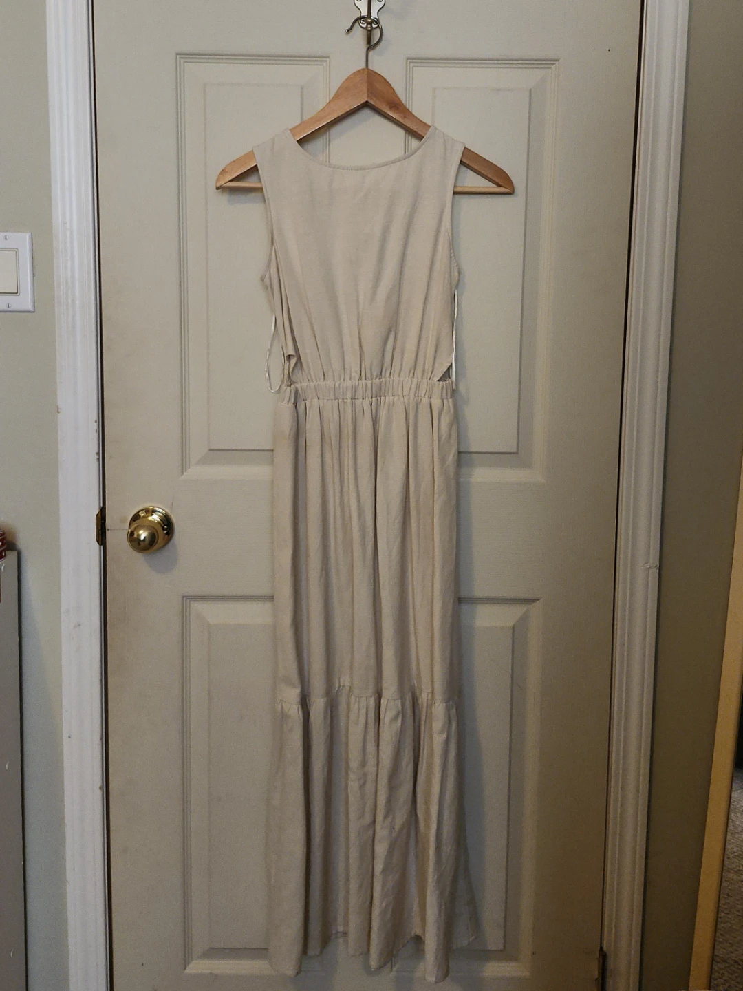 Cream Linen Blend Maxi Dress