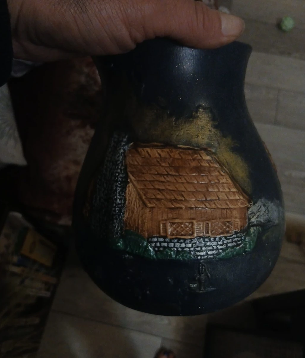 Decorative Pitcher with House Scene