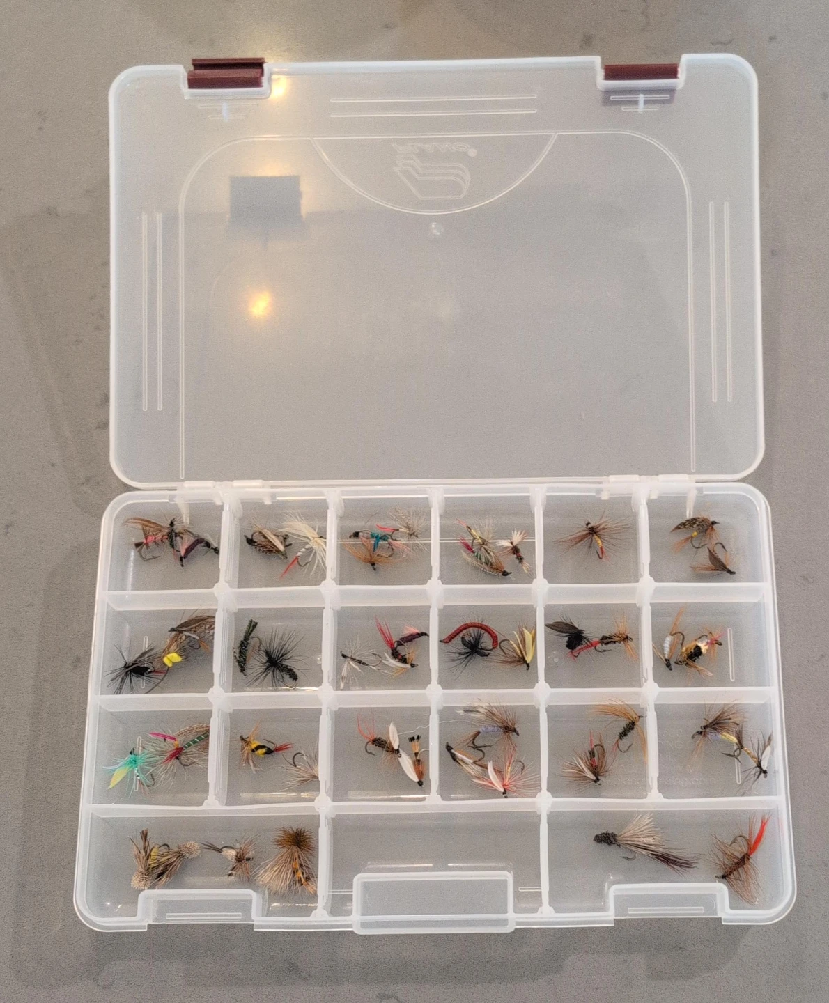Fishing Fly Assortment in Tackle Box