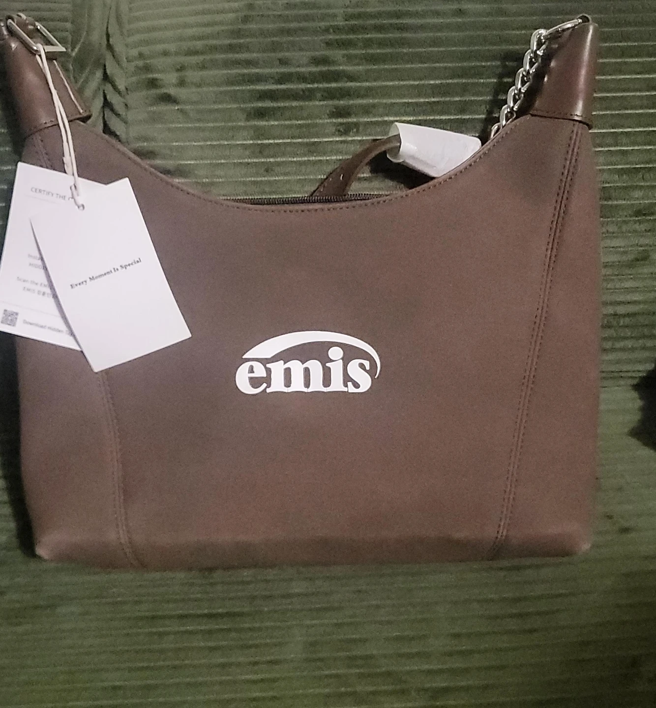 EMIS Brown Shoulder Bag with Chain Detail