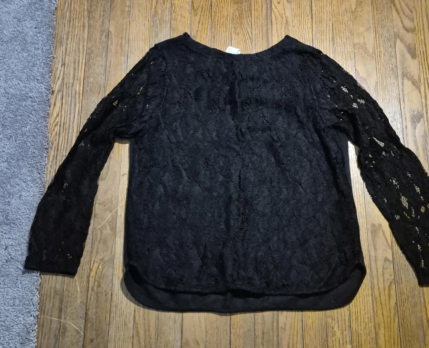 H&M Black Lace Long Sleeve Top - Size S
