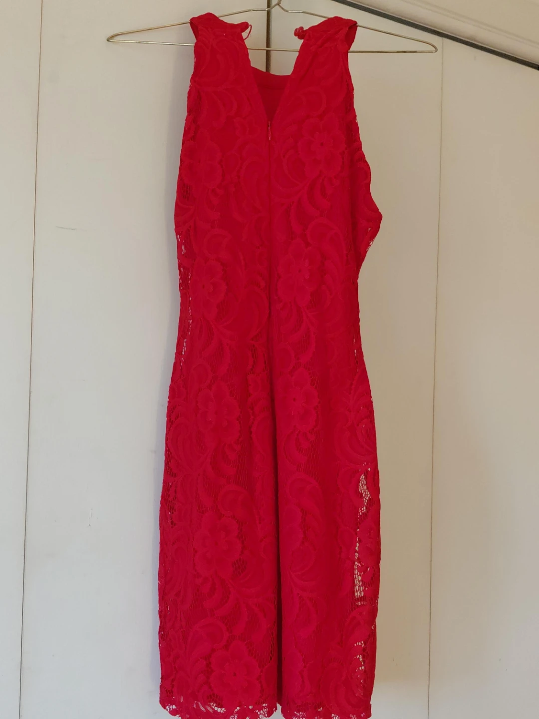 Red Lace Halter Dress