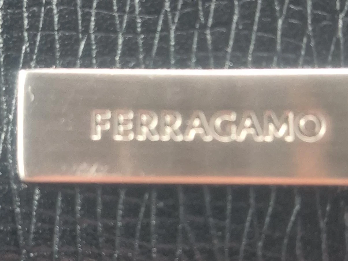 Ferragamo Black Leather Textured Wallet