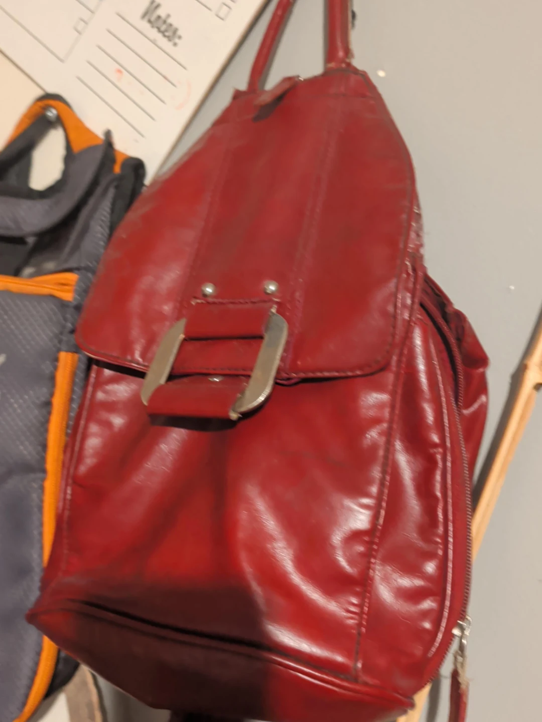 Red Faux Leather Backpack Purse