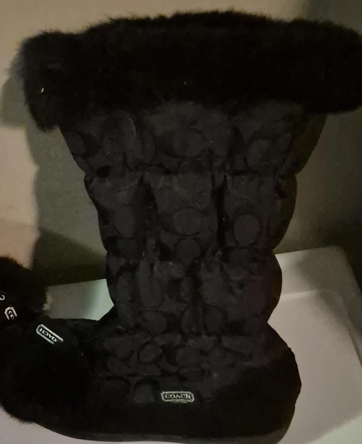 Coach Black Signature Fur Lined Boots