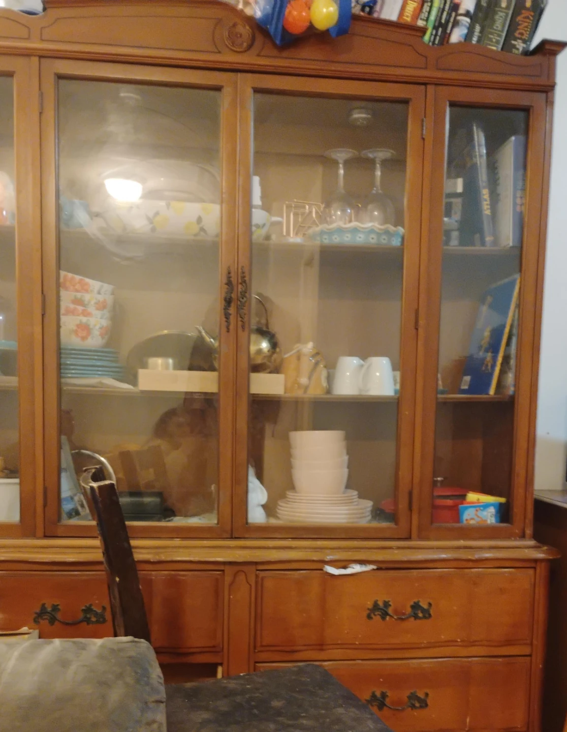 Wooden China Cabinet with Glass Doors