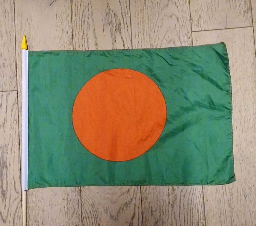 Bangladesh Flag with Wooden Pole