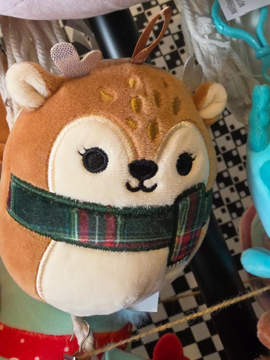 Plush Reindeer Ornament with Scarf