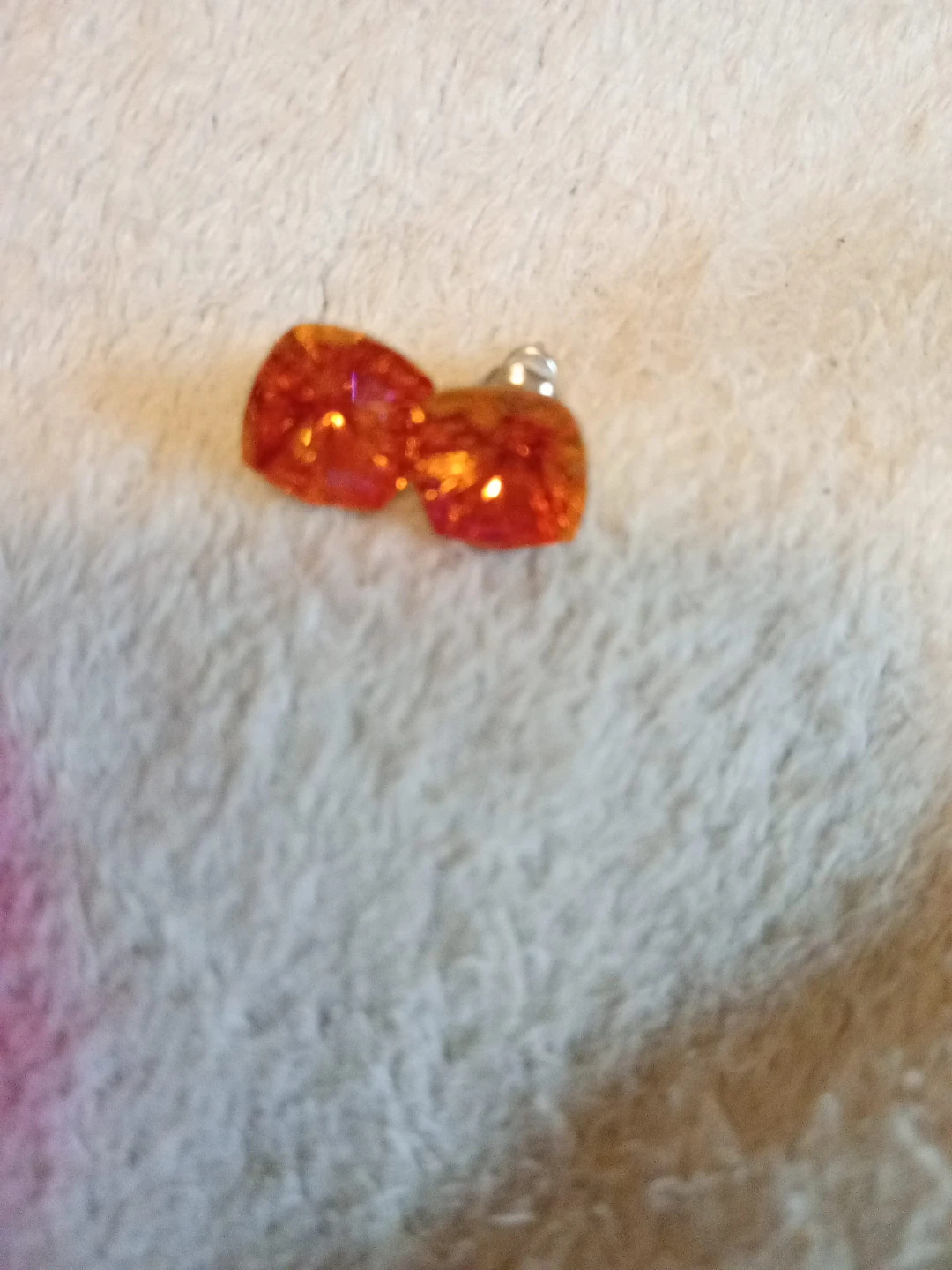 Orange Square Crystal Earrings