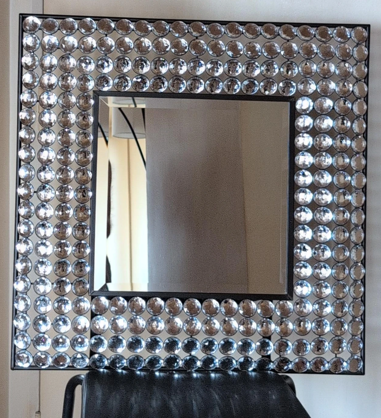 Square Mirror with Rhinestone Embellished Frame