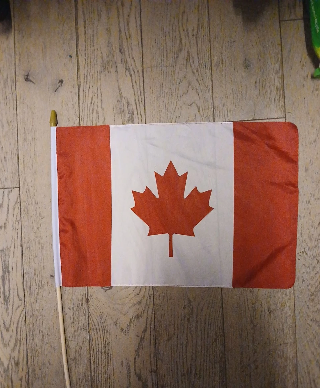 Canadian Flag with Wooden Pole
