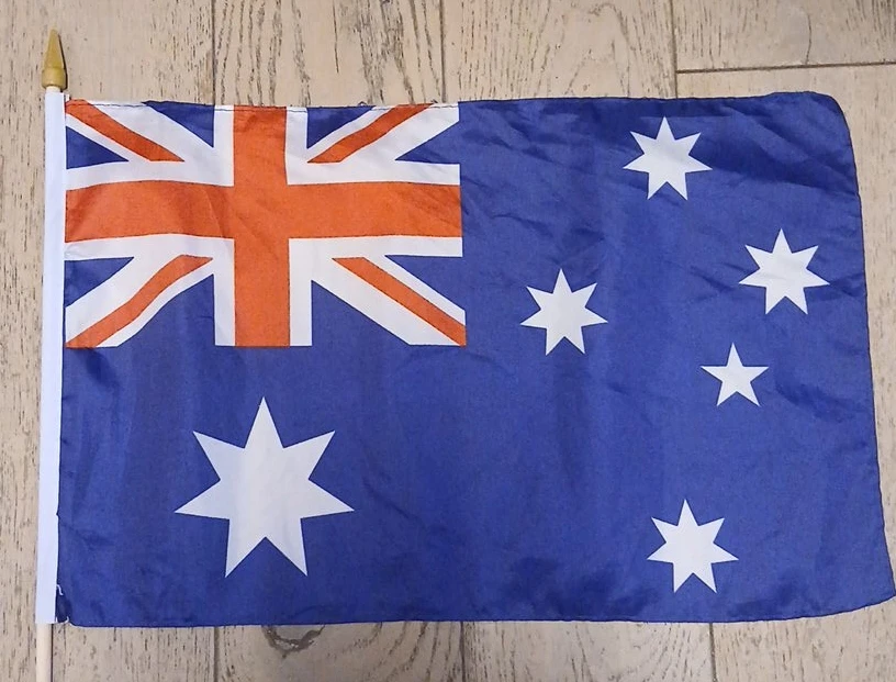 Australian Flag with Wooden Pole