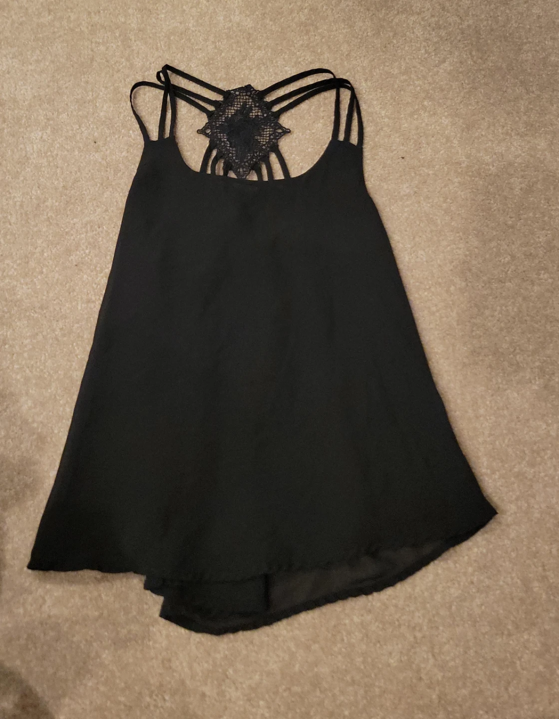 Black lace-back cami tank top