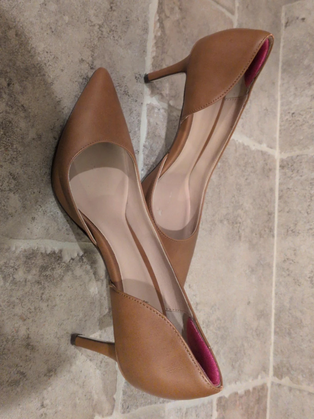 Brown Faux Leather High Heel Pumps