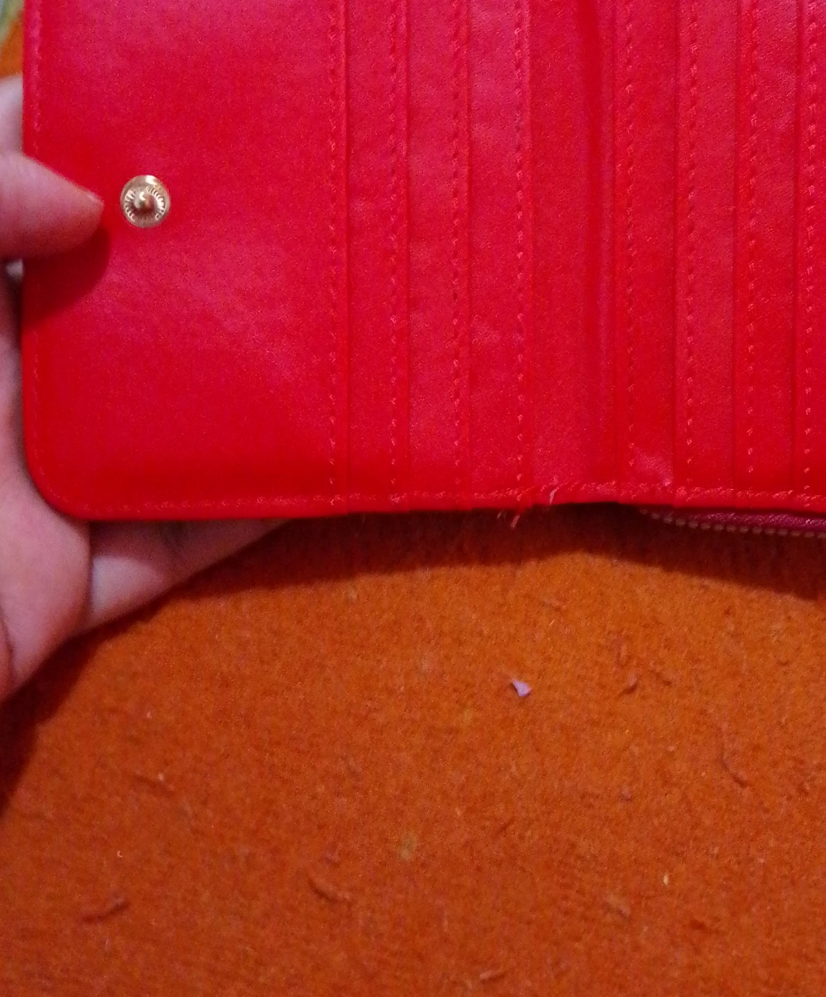 Red Bifold Wallet with Zipper