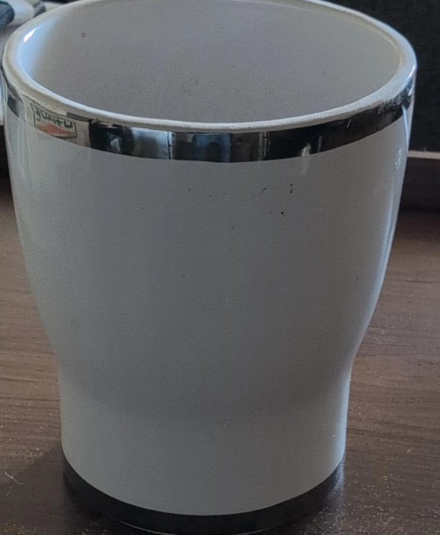 White Ceramic floor plant pot with Silver Rim