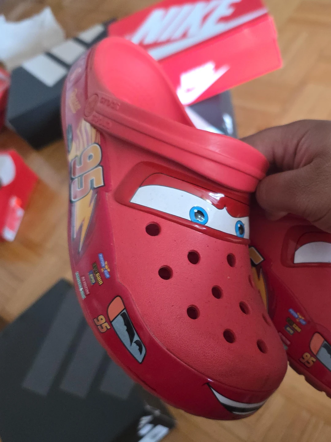 The OG Crocs Lightning McQueen clogs adults