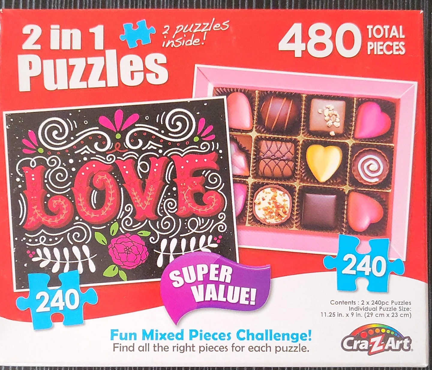 Cra-Z-Art 2-in-1 Puzzles - Love/Chocolate Box