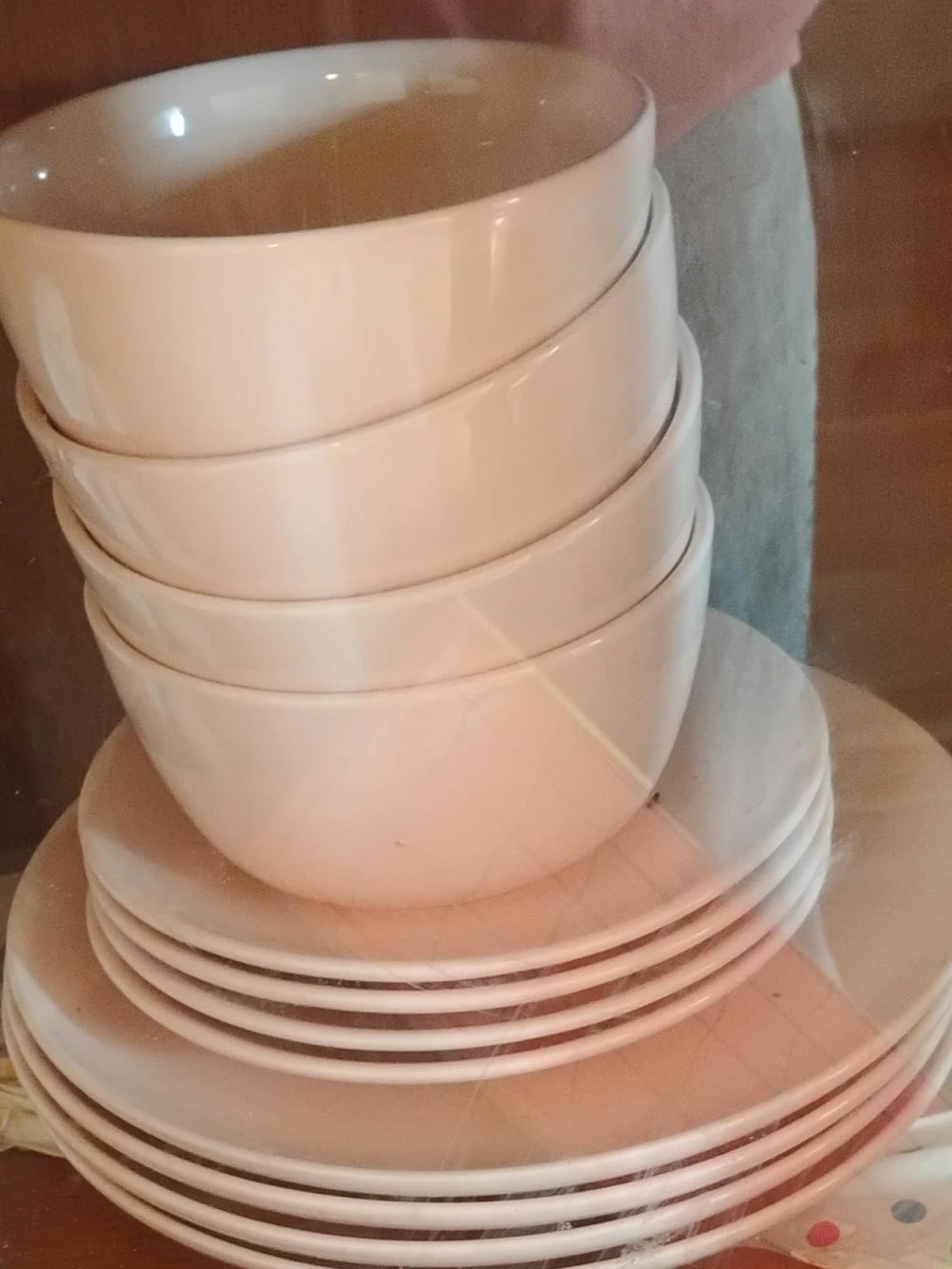12 pieces Light Pink Ceramic Bowl and Plate Set
