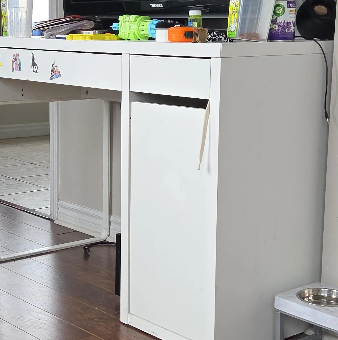 White Desk with Drawer and Cabinet