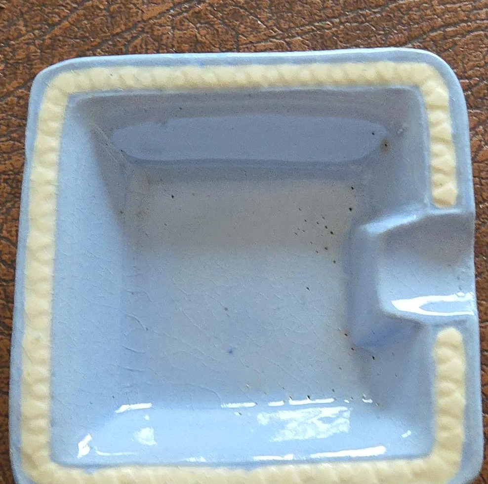 Vintage Blue Ceramic Ashtray