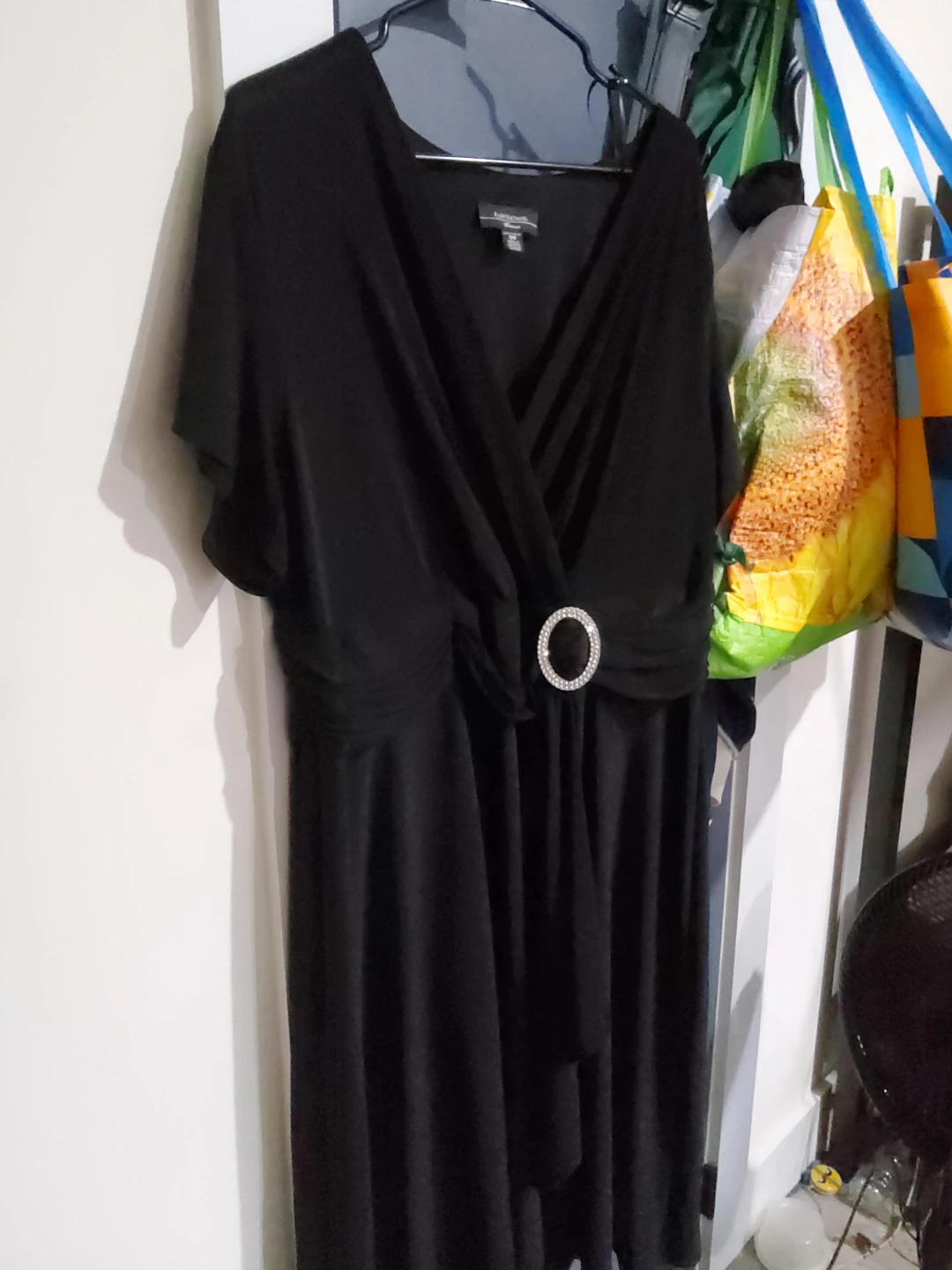 Black Dress with Embellished Waist