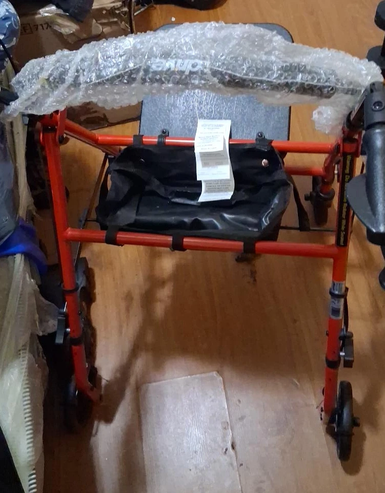 Drive Medical Folding Walker with Seat and Wheels