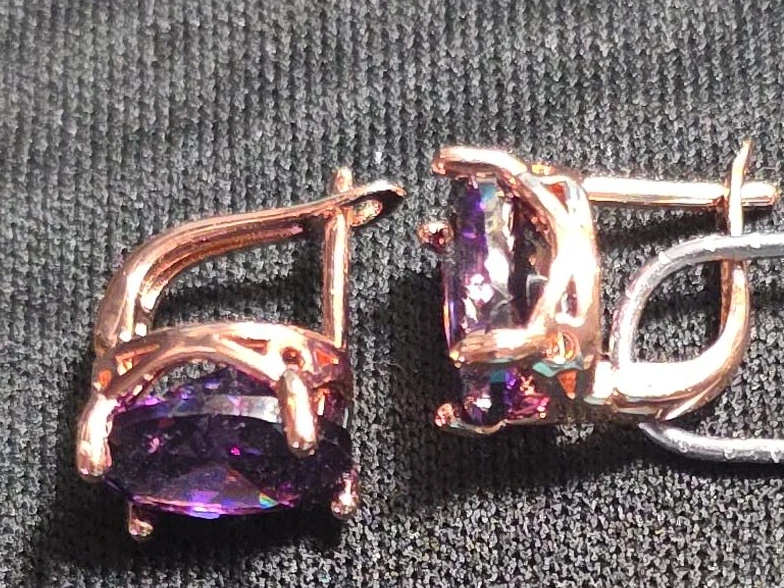 Purple Elegant Boho Style Drop Earrings with Copper Posts.