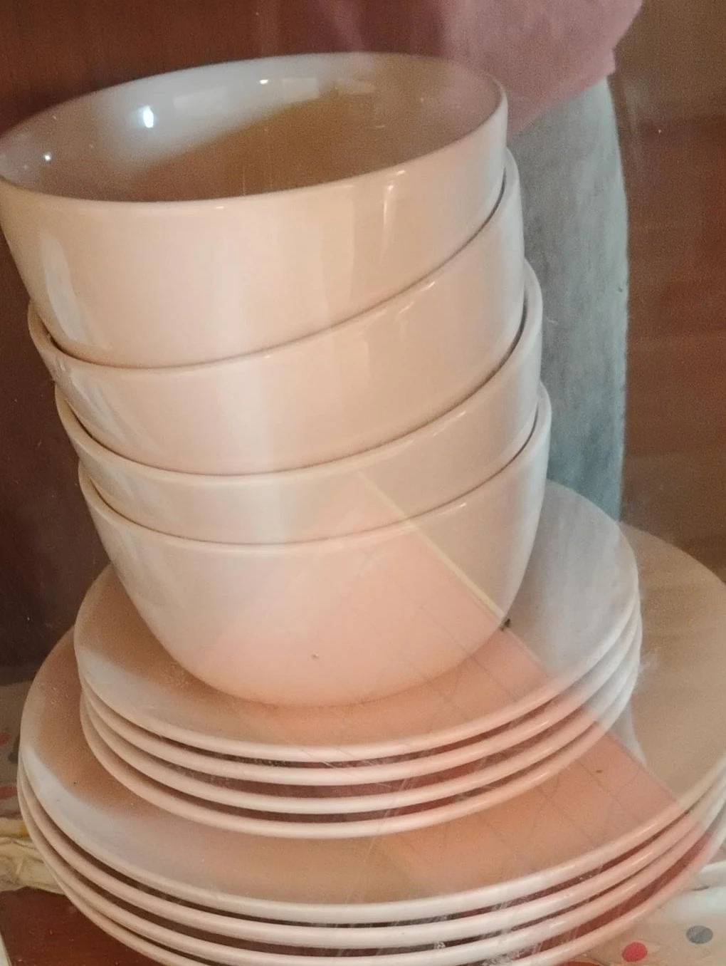 Set of Pink Bowls and Plates