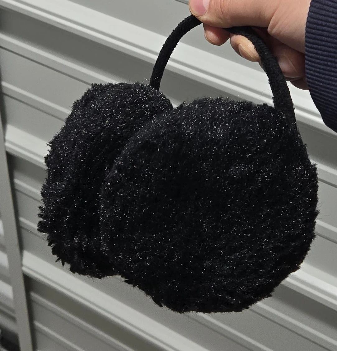 Black Fuzzy Glitter Earmuffs