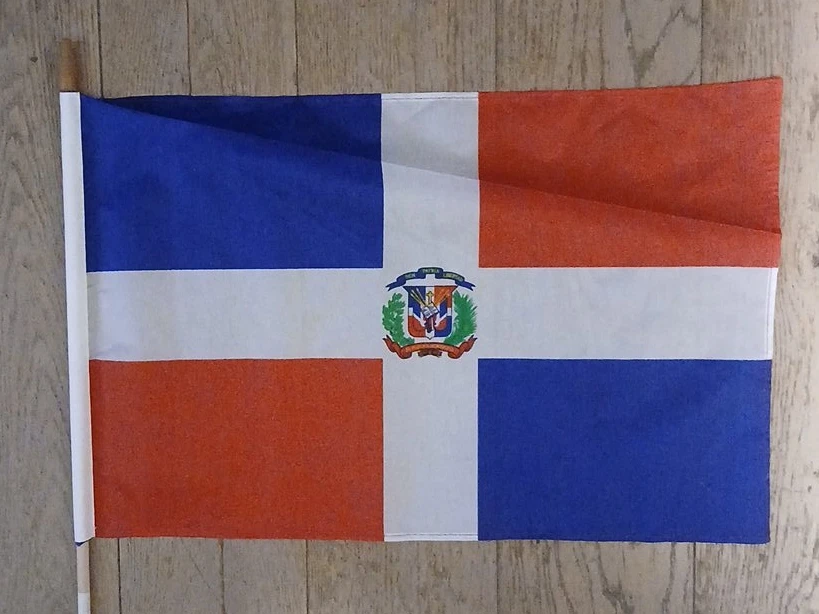 Dominican Republic Handheld Flag with Pole