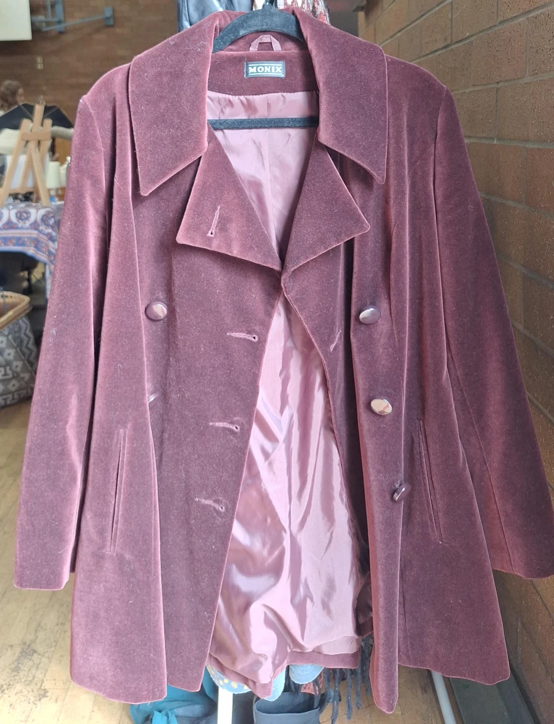 Monix Velvet Coat - Burgundy