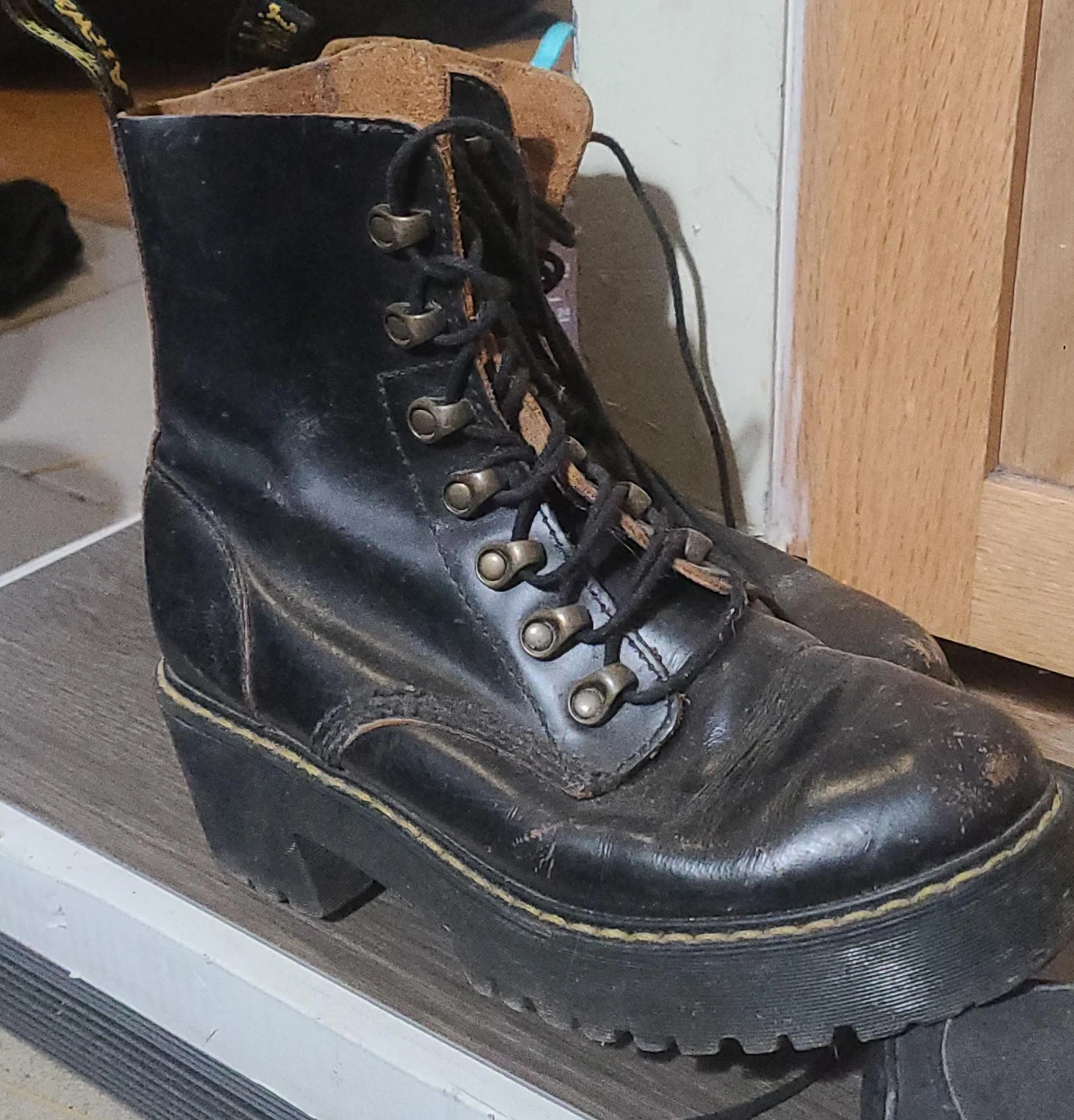 Dr. Martens Black Leather Platform Boots