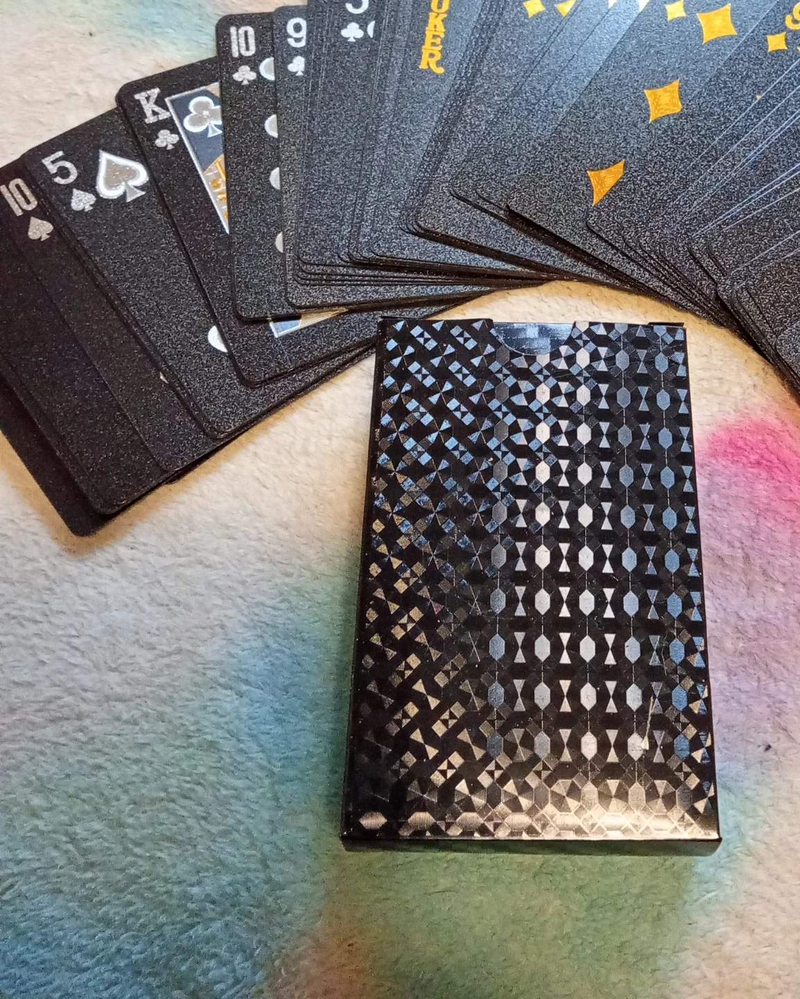 Black Playing Cards with Geometric Case