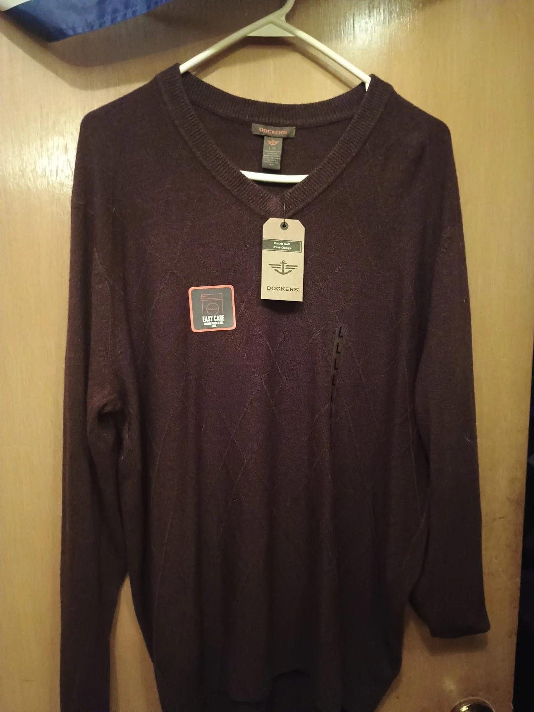 Dockers V-Neck Argyle Sweater Men's Large Brown