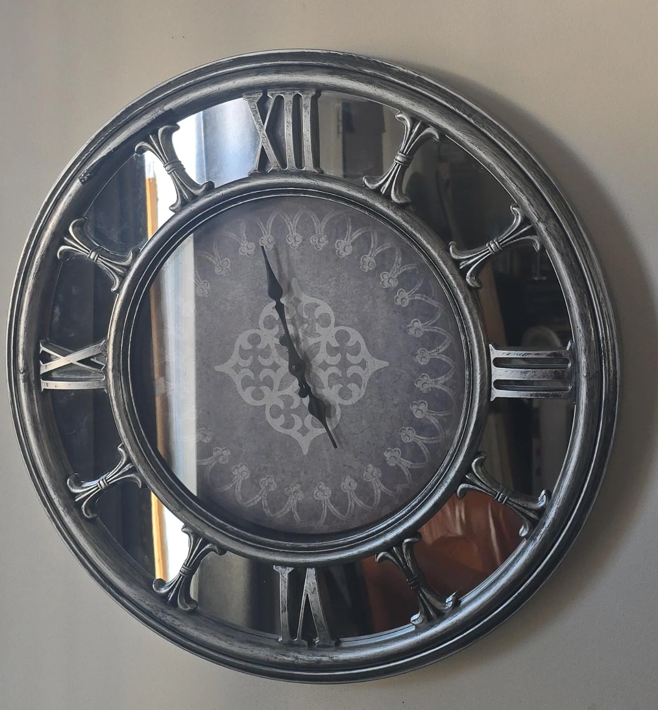 Silver Roman Numeral Wall Clock