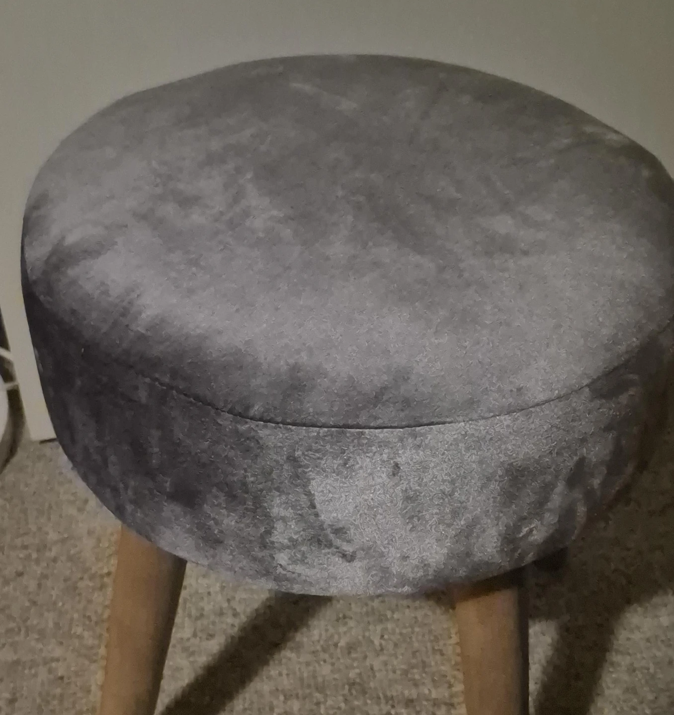 Grey Velvet Ottoman Stool - photo 2