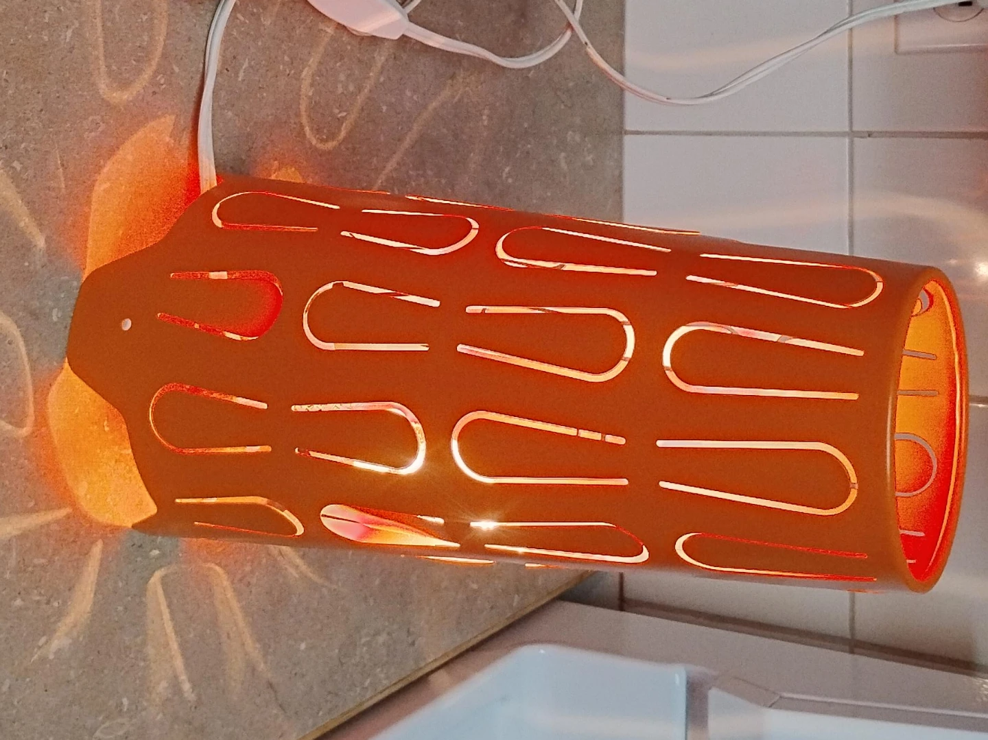 Orange Cylindrical Cutout Table Lamp