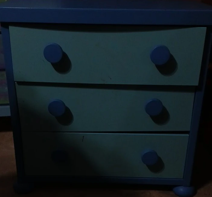 Blue and Green 3-Drawer Dresser