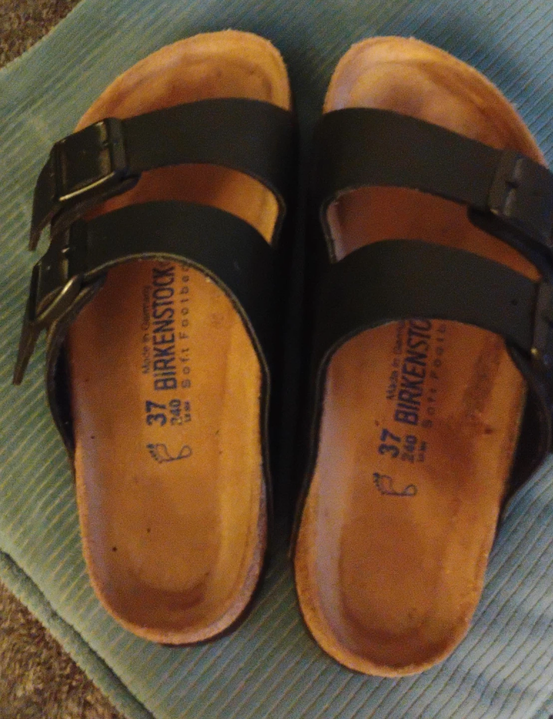 Birkenstock Arizona Sandals Size 37 Black Soft Footbed