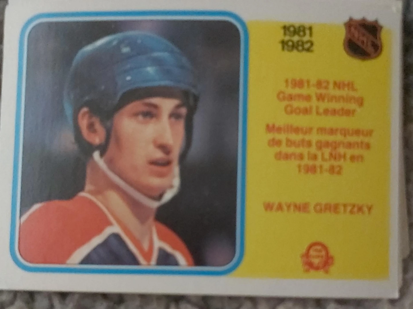 Wayne Gretzky 1981-82 NHL Game Winning Goal Leader Hockey Card