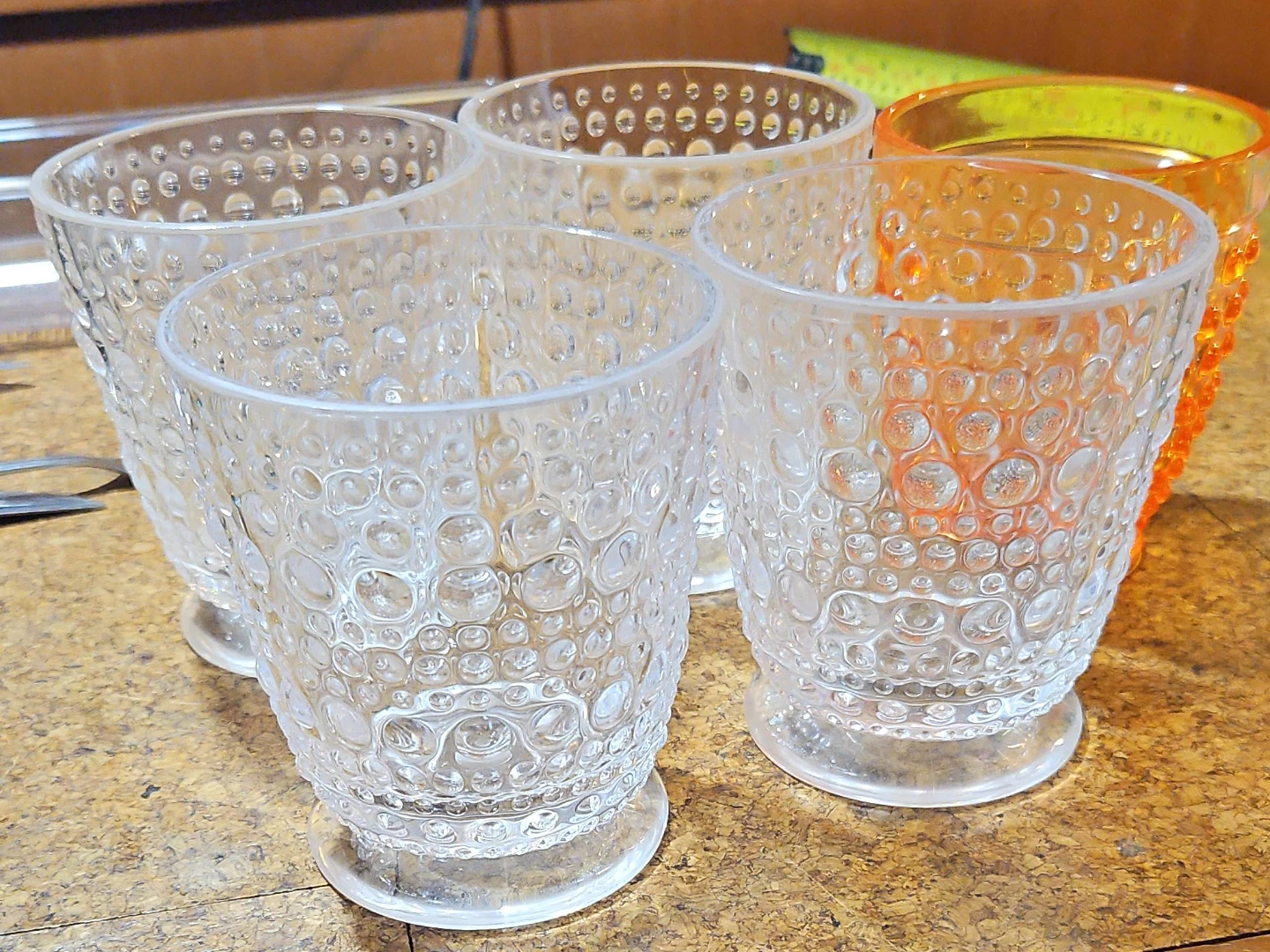 Set of 5 Vintage Bubble Texture Glasses