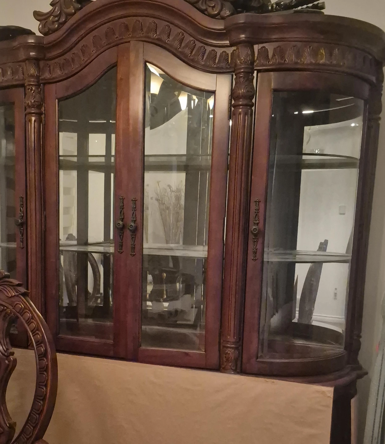 Wooden Display Cabinet with Glass Doors