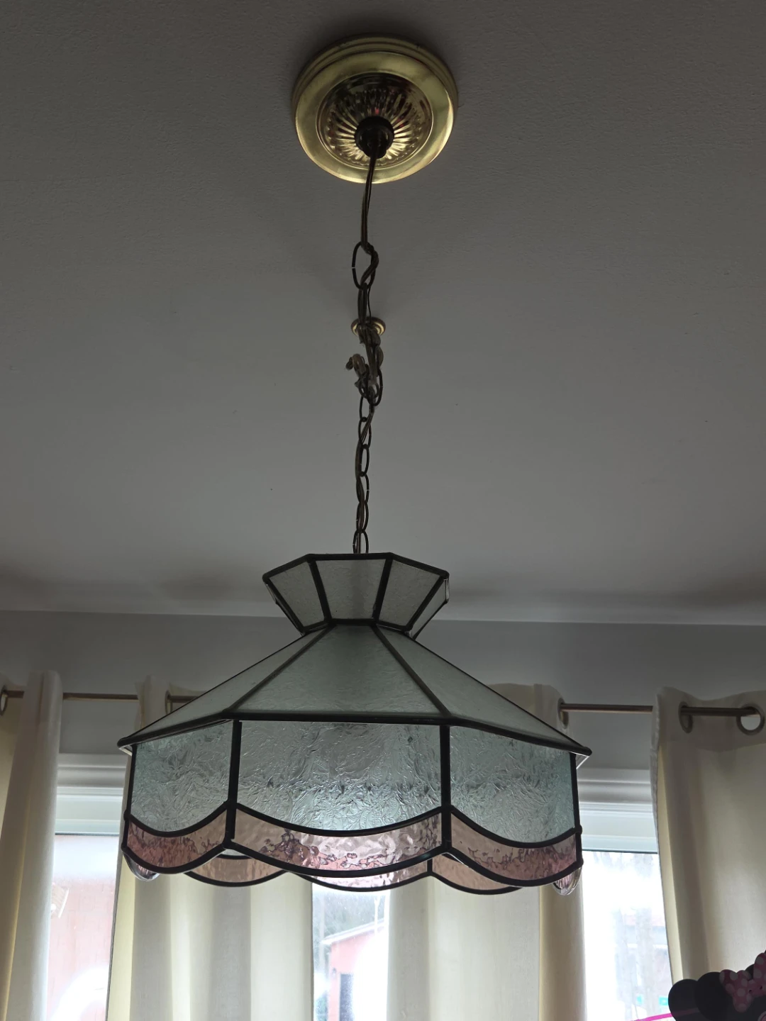 Vintage Stained Glass Pendant Light Fixture