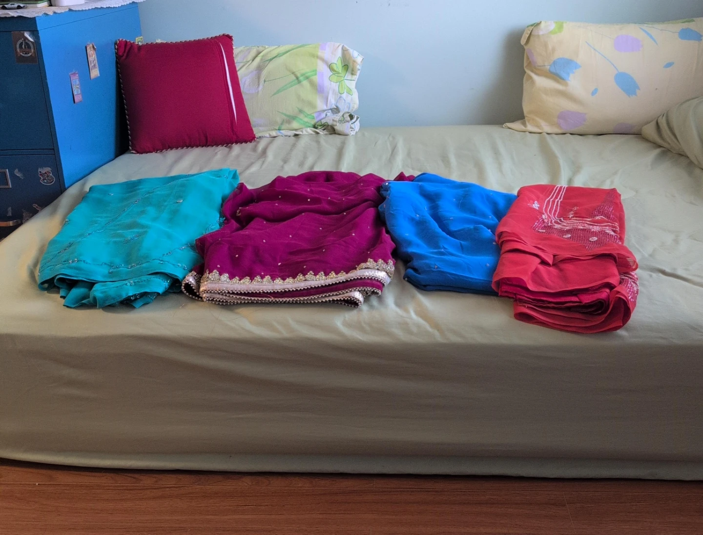 Sari Set - Teal, Magenta, Blue, Red only saree 25 dollars each