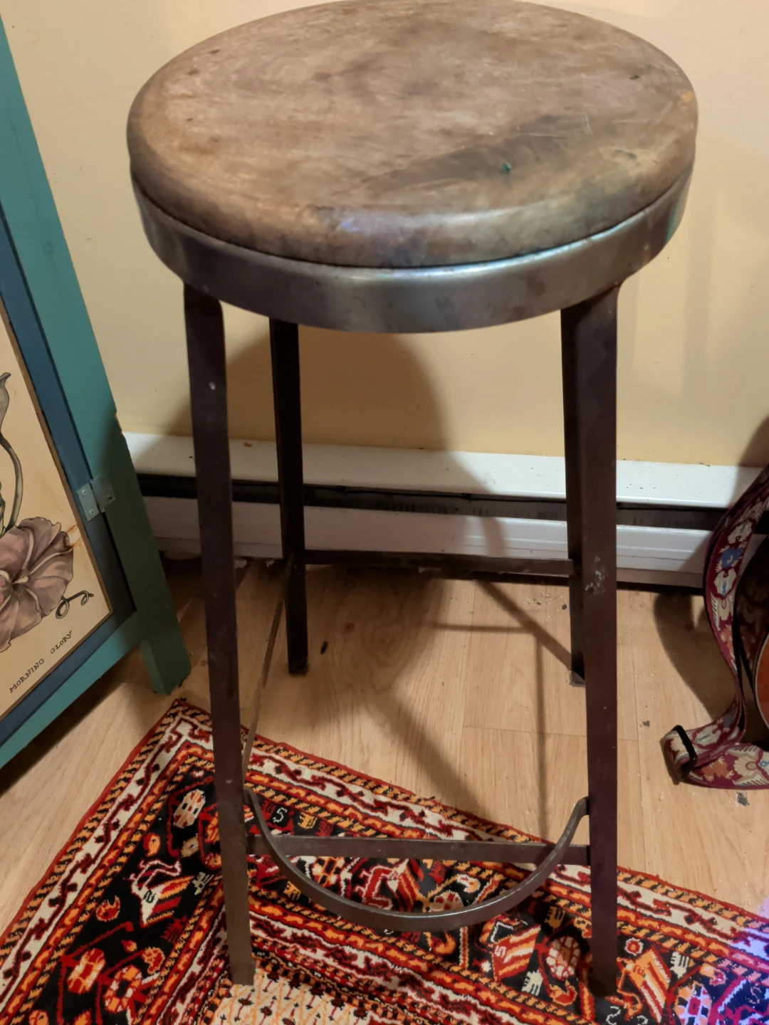 Industrial Style Metal and Wood Stool
