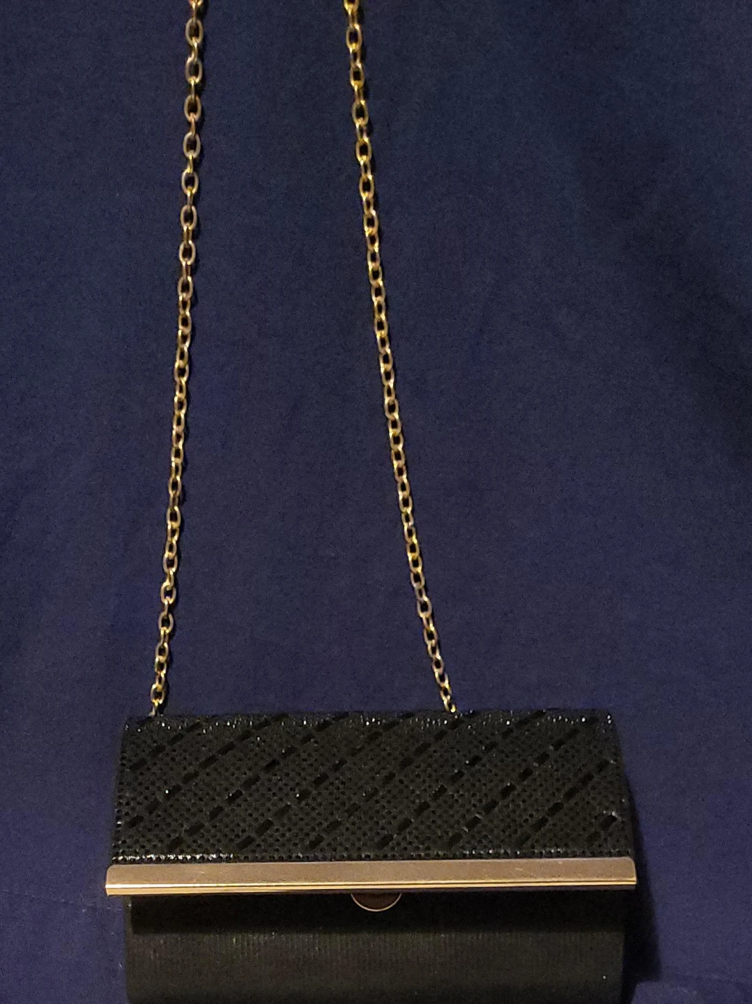 Black Clutch Purse with Gold Chain