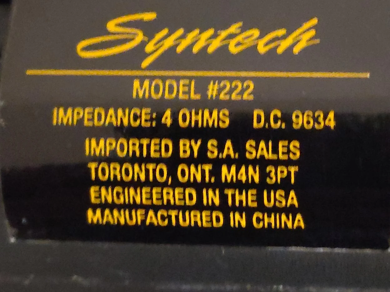 Syntech Model #222 Speaker