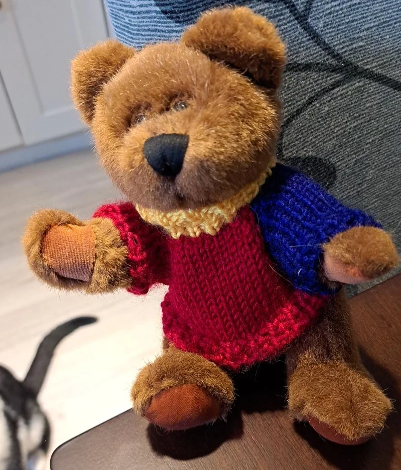 Brown Teddy Bear Plush Toy with Knitted Sweater